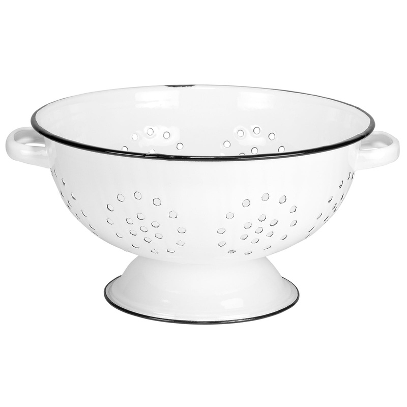 Enamelware Metal Classic Round Food Strainer - Thumbnail 2